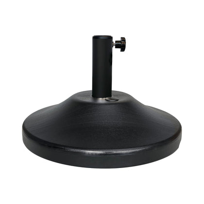 US Weight fillable round umbrella base with 18-inch diameter provides stable patio table support.