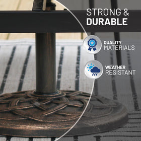 US Weight heavy-duty cast stone base stays steady in windy conditions.