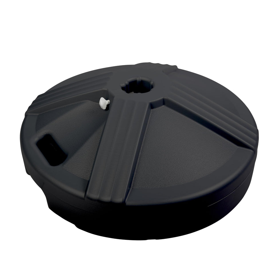 US Weight patio umbrella base shows durable concrete-fill option for outdoor stability.