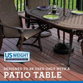 US Weight umbrella base with EZ Grip handle for easy relocation.