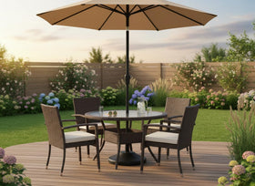 US Weight base made of UV-stabilized polymer resists cracking and fading in sun.