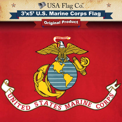 USA Flag Co Marine Corps flag 3x5 outdoor display in durable nylon suitable for home or office