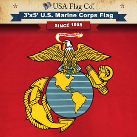 USA Flag Co Semper Fidelis motto scroll detail promotes pride on the flag