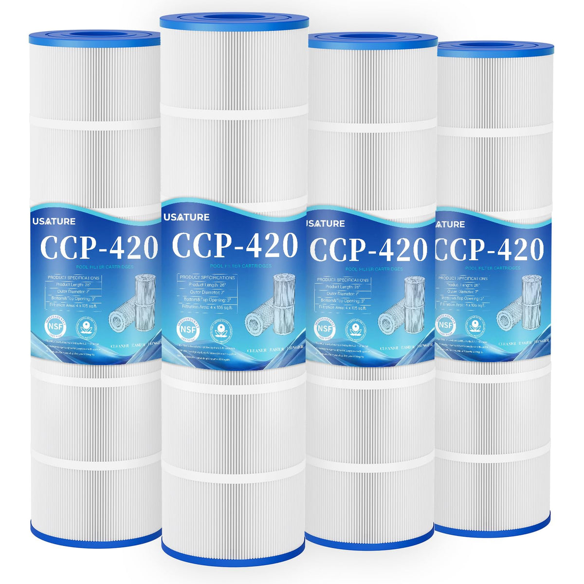 USATURE CCP420 cartridge with 26-inch length for efficient pool filtration