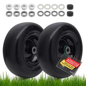 USCASTER 11x4-5 tire with wheel assembly improves turf protection during mowing.
