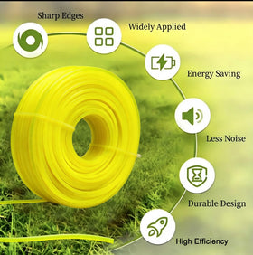 Usedgdig trimmer line in bright yellow improves visibility during edging tasks.