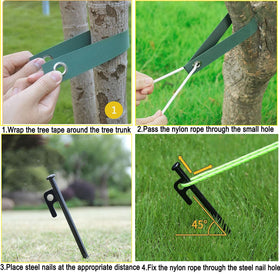 USEDGDIG wide nylon straps prevent friction and bark damage during tying