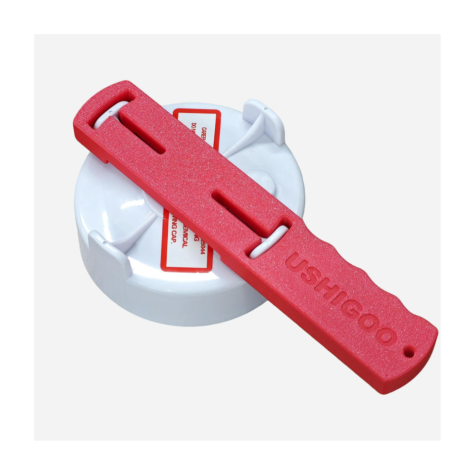 USHIGOO chlorinator lid wrench with an ergonomic red grip for easy lid removal.
