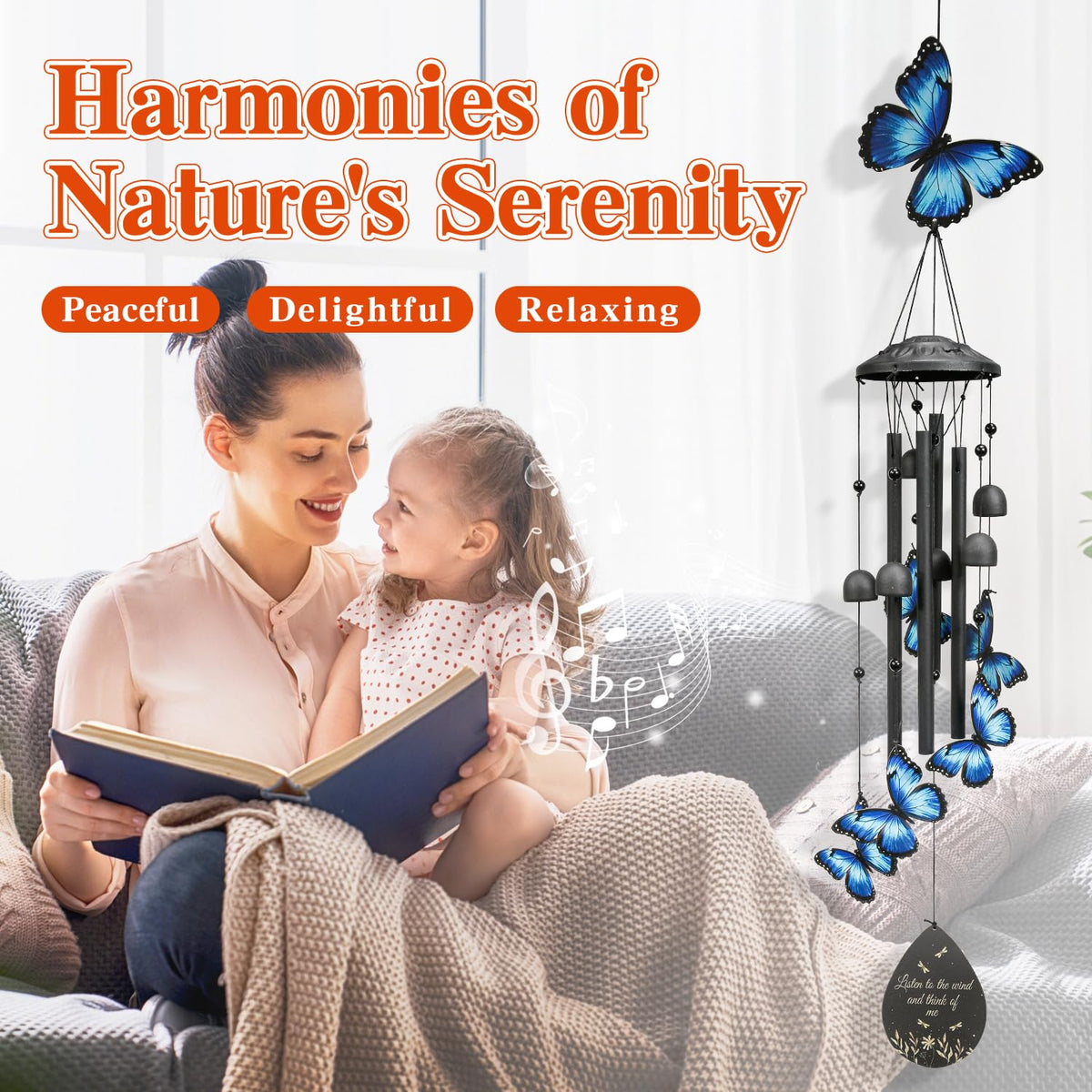 USJOK butterfly wind chime front-yard-display showcases bold outdoor focal point.