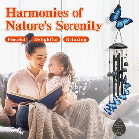 USJOK butterfly wind chime front-yard-display showcases bold outdoor focal point.