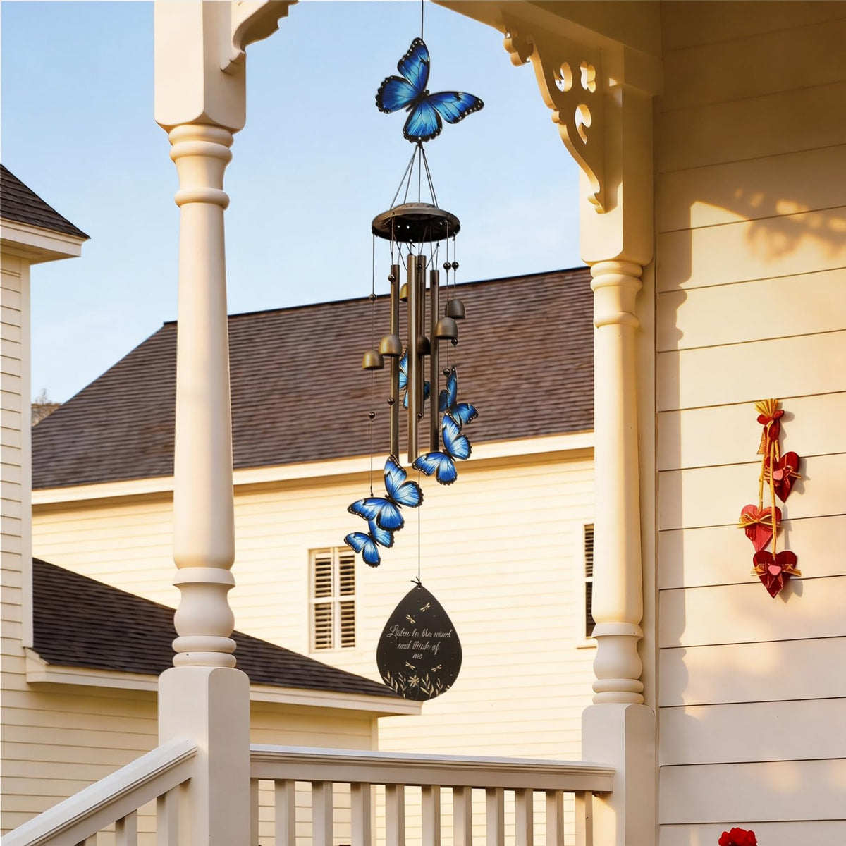 USJOK butterfly wind chime weather-resistant design withstands all seasons.