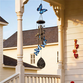 USJOK butterfly wind chime weather-resistant design withstands all seasons.