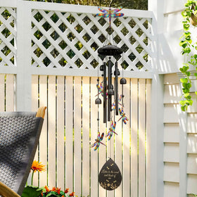 USJOK dragonfly wind chime five mini dragons adds decorative motion in garden.