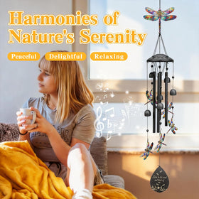 USJOK dragonfly wind chime garden patio display enhances yard focal point.