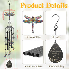 USJOK dragonfly wind chime S-hook assembly enables easy outdoor hanging.