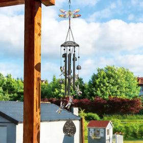 USJOK dragonfly wind chime sound tubes closeup highlights deep resonant tones.