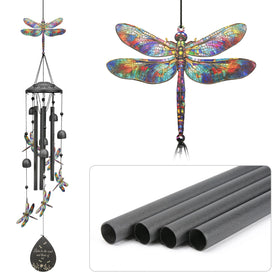 USJOK dragonfly wind chime tubes closeup showing tuned aluminum tubes for calm tones.