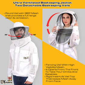 USKEEPERS bee jacket with lightweight mesh layers for cool, comfortable beekeeping sessions