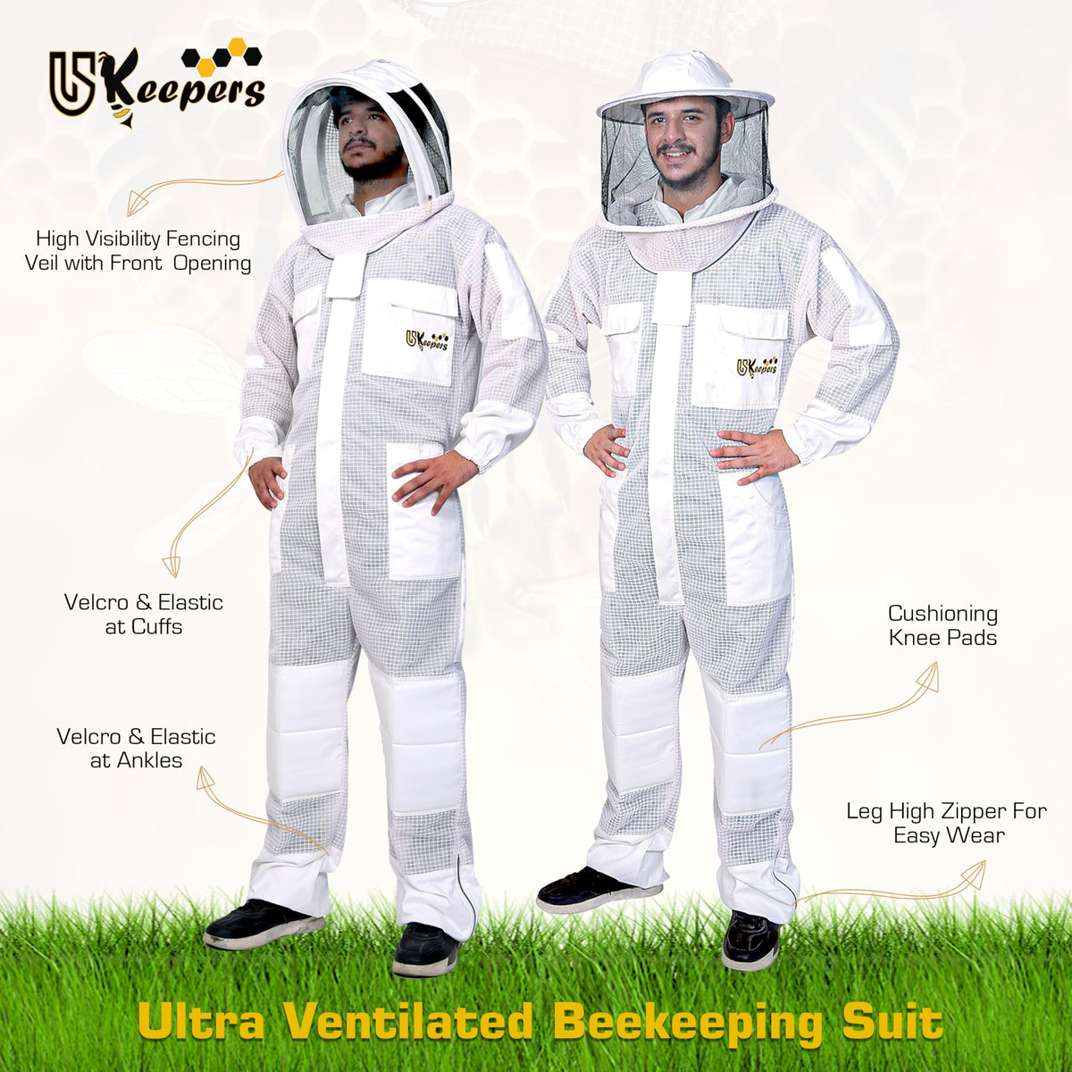 USKEEPERS bee suit with multiple pockets for tools and gear.