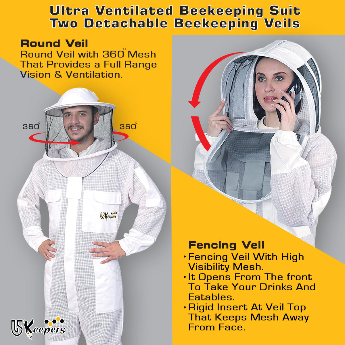 USKEEPERS detachable fencing veil with high-visibility mesh for protection.