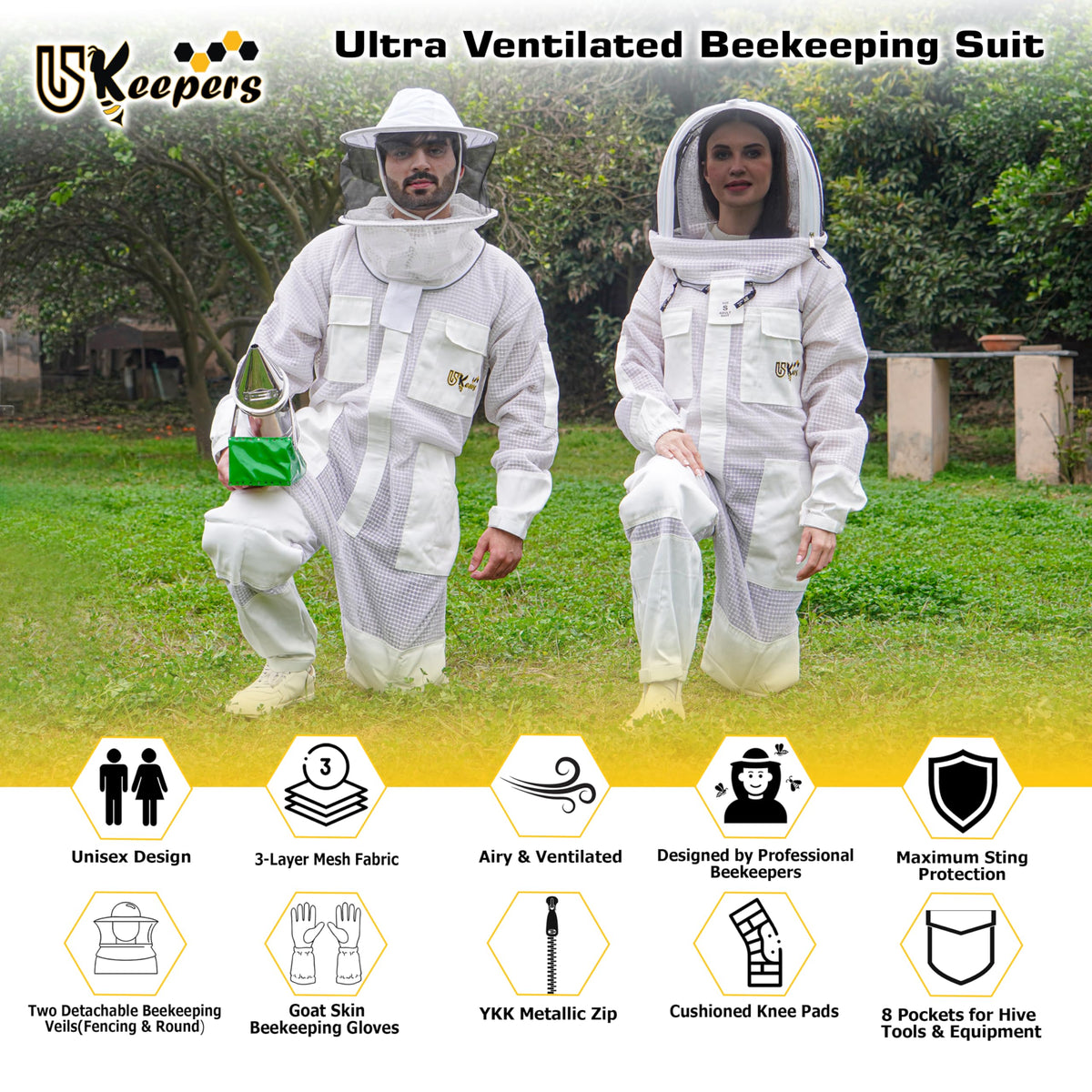 USKEEPERS detachable round veil offering 360-degree vision and airflow.
