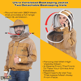 USKEEPERS detachable fencing veil shows high visibility mesh for hive tasks