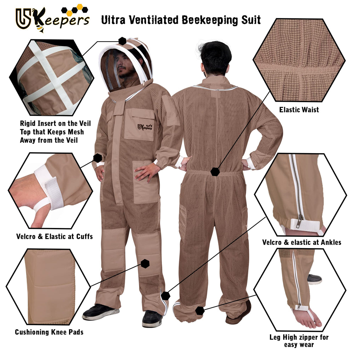 USKEEPERS elastic cuffs help keep bees out and movement easy