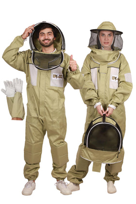 USKEEPERS olive XL bee suit front view showing comfortable fit and ventilation