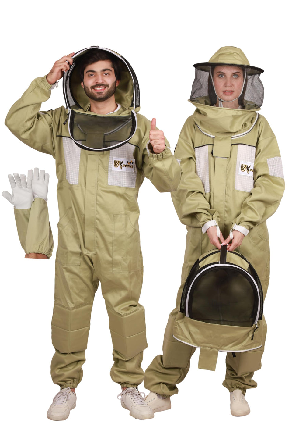 USKEEPERS olive XL bee suit front view showing comfortable fit and ventilation