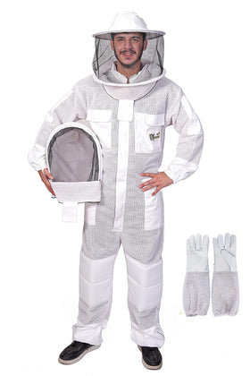 USKEEPERS three-layer ventilated bee suit front view for comfortable field use.