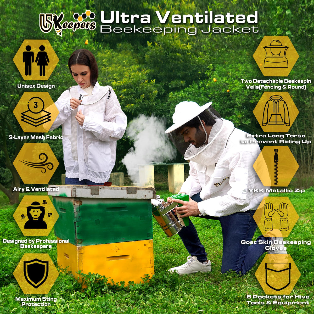 USKEEPERS veils: fencing veil option for clear visibility during hive checks