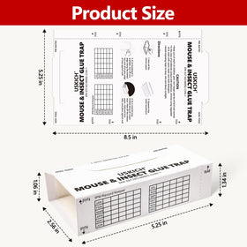 USKICH glue-trap adhesive surface shows 5.25 by 8.5 inch size for coverage.