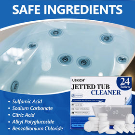 USKICH jetted tub cleaner in use targets hidden deposits and jets.