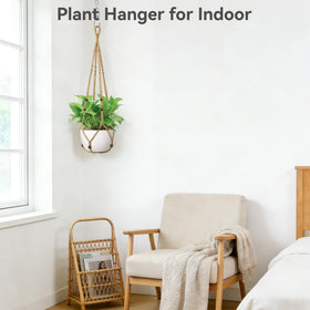 USLAI macrame plant hanger in boho brown adds chic texture to rooms