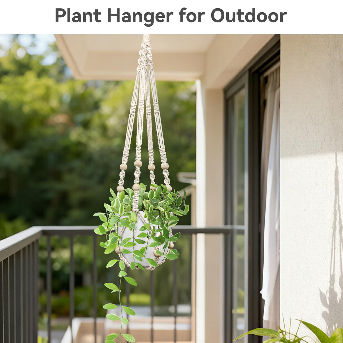 USLAI Macrame Plant Hanger ivory 29 inch length in display