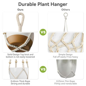 USLAI Macrame Plant Hanger ivory cord detail showing woven texture
