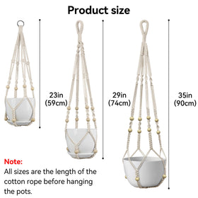 USLAI Macrame Plant Hanger ivory outdoor setup on balcony