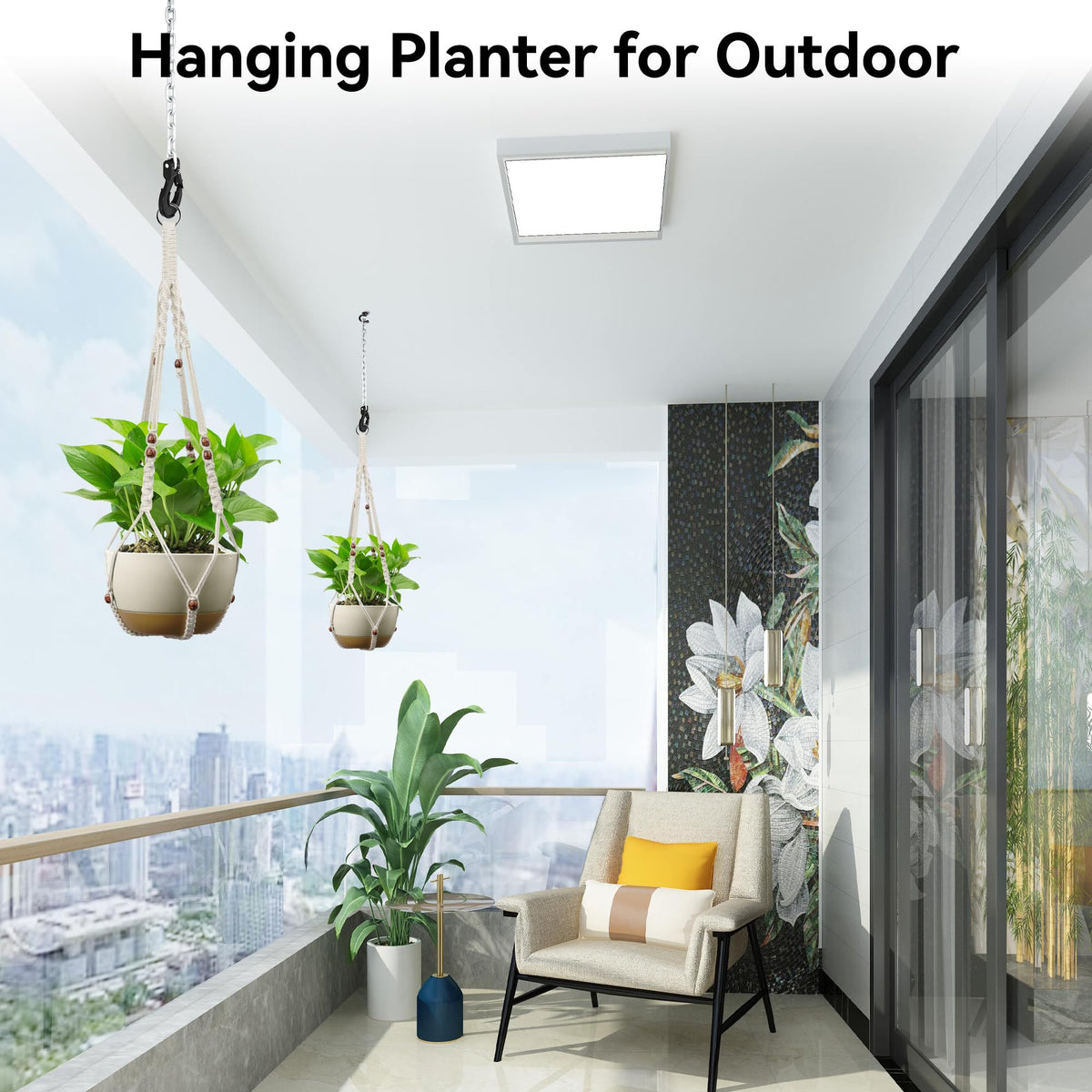 USLAI plant-hanger fits 4-15 inch pots for a wide range of plants.