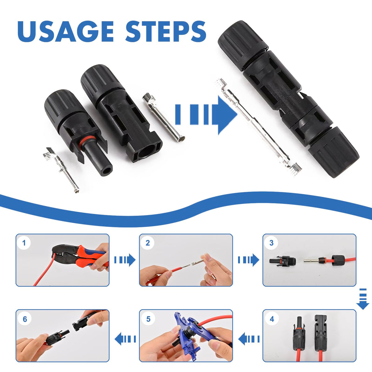 Usngsny IP67 waterproof rating label on connectors for outdoor use