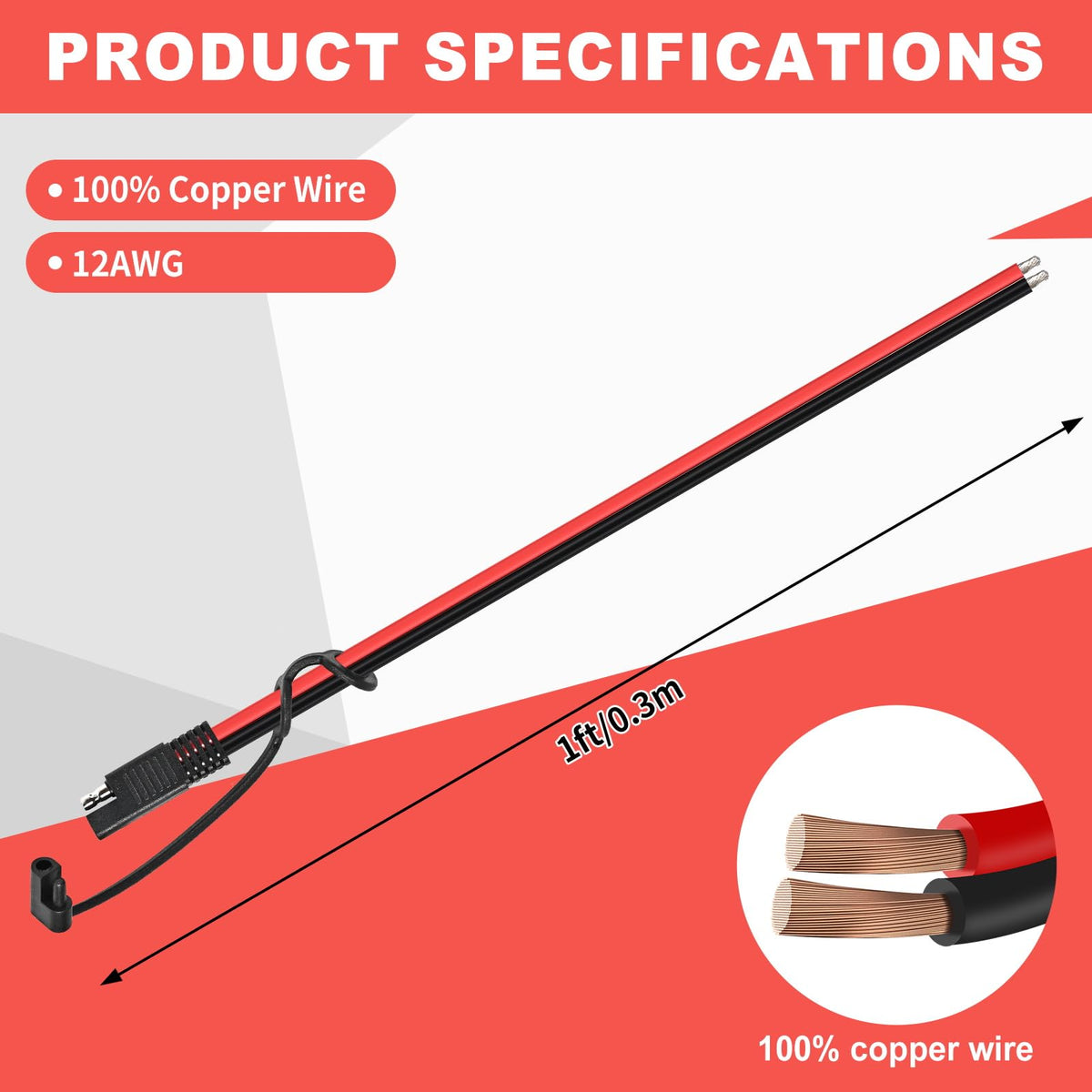 Usngsny 12AWG extension cable provides low resistance charging