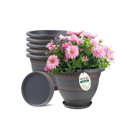 Usocik plaid-pattern pots top view for stylish indoor or outdoor decor.