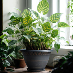 Usocik four-pack planter set shown together for a balcony garden.