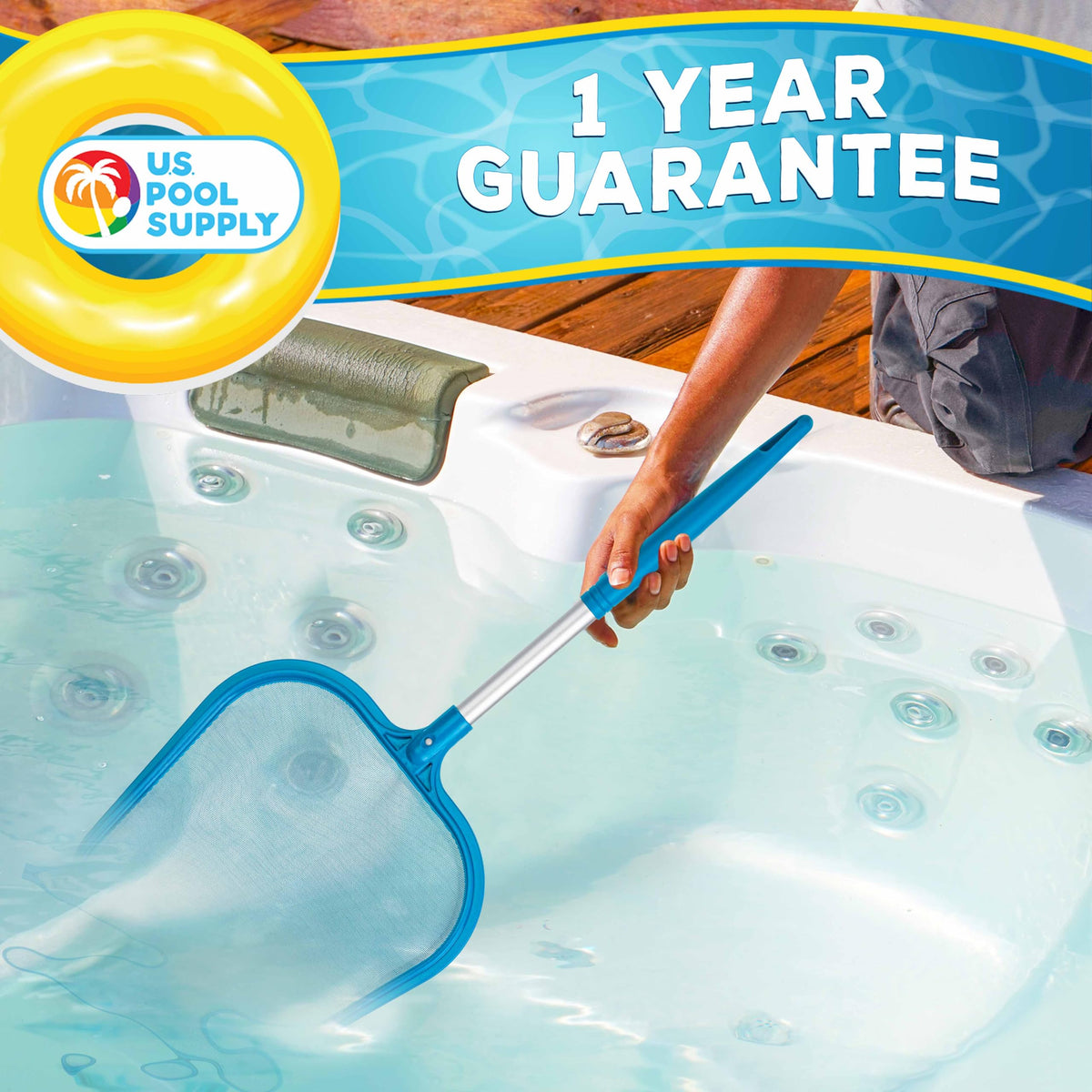 U.S. Pool Supply spa and pool skimmer ideal for quick cleanup around spas and hot tubs
