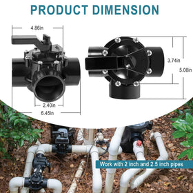 Ussuray 2in pipe connections show 2.5in compatibility.