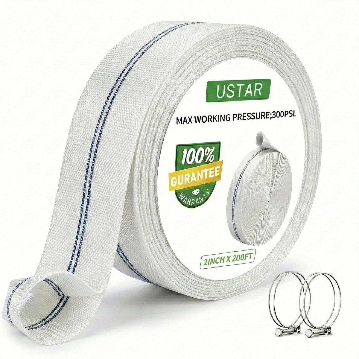 USTAR pool backwash hose 2in-200ft showing durable exterior and smooth interior for high-flow tasks