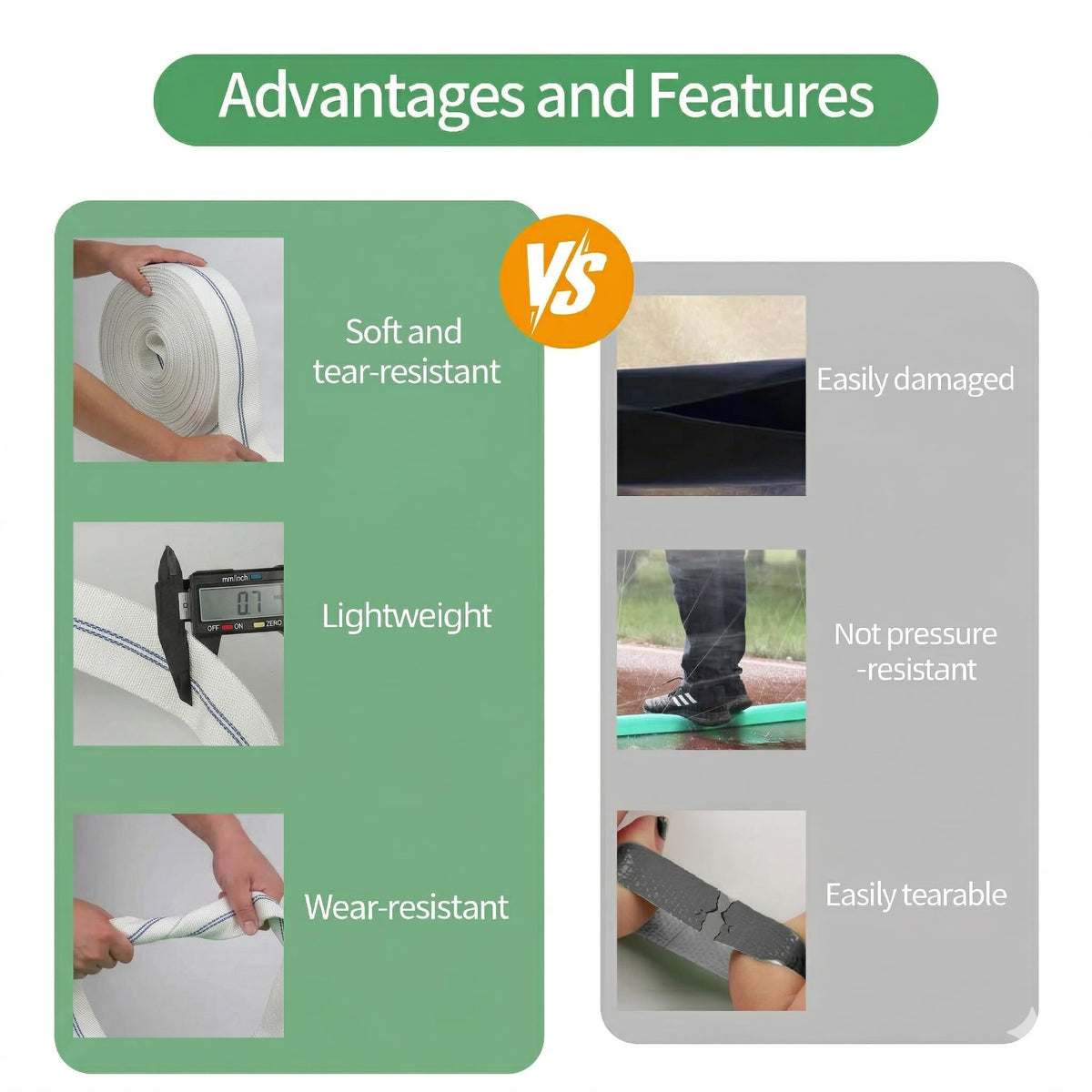USTAR PU-lined hose interior highlighted for long-lasting flexibility in harsh environments