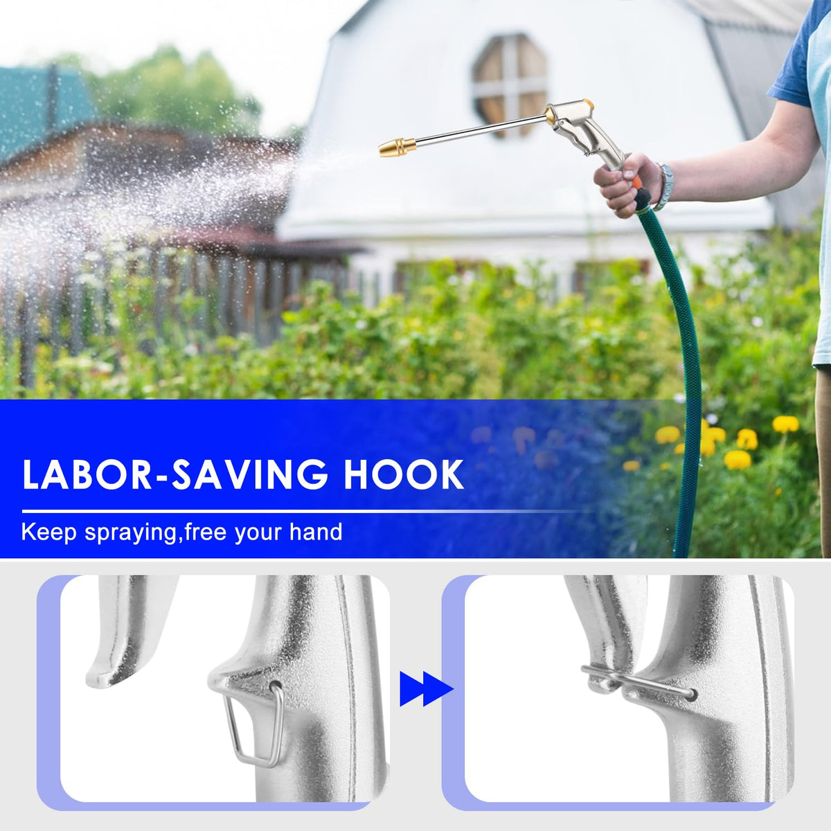 Ustope garden hose nozzle shows durable construction for frequent outdoor tasks