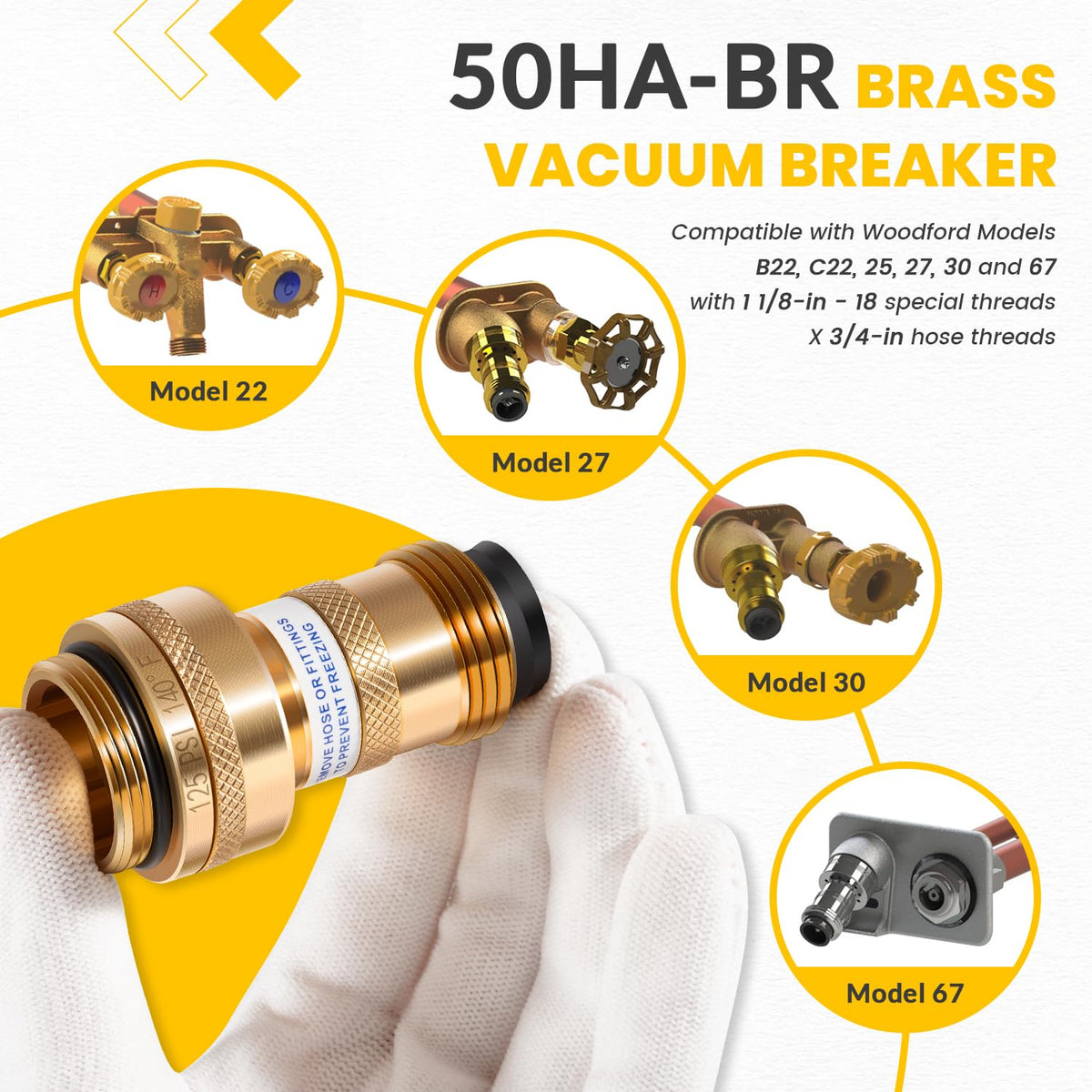 Usvehj 50HA-BR brass vacuum breaker anti-siphon detail in action