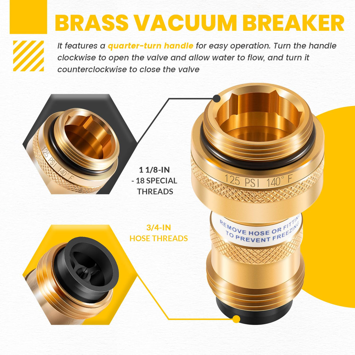 Usvehj 50HA-BR brass body highlights outdoor durability and corrosion resistance