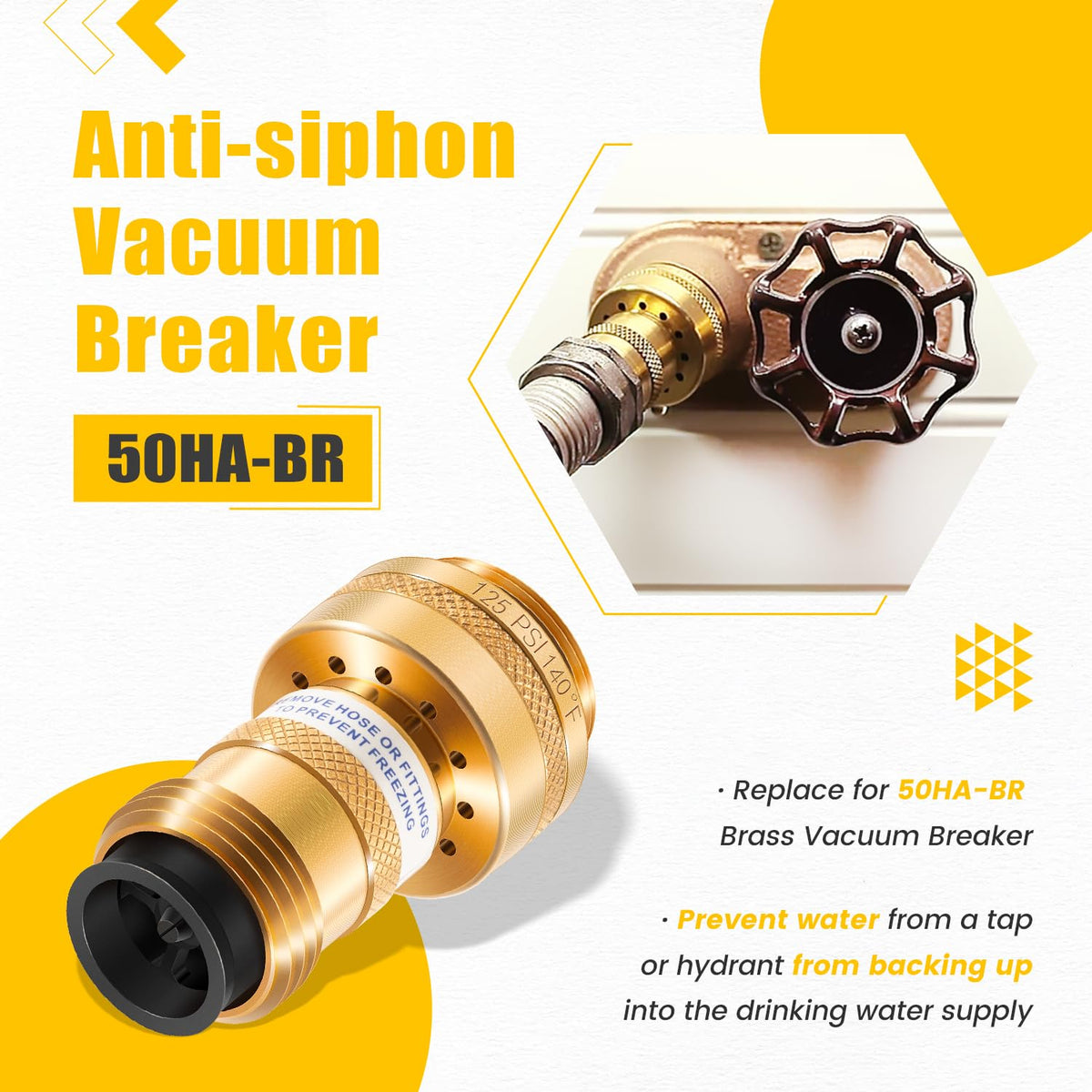 Usvehj 50HA-BR brass vacuum breaker hose thread connection for outdoor taps